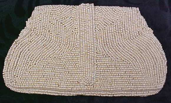 Antique Beaded Purse France Silver Beads