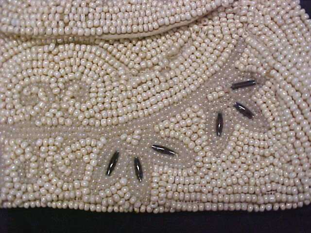 Antique Beaded Purse France Silver Beads