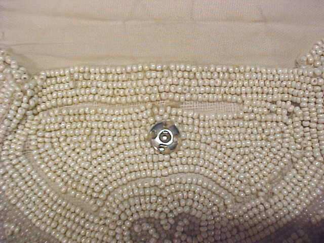 Antique Beaded Purse France Silver Beads