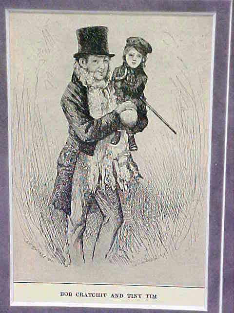 Dickens Tiny Tim & Bob Cratchit 1911 Framed
