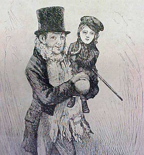 Dickens Tiny Tim & Bob Cratchit 1911 Framed