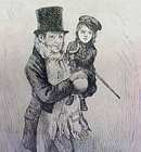 Dickens Tiny Tim & Bob Cratchit 1911 Framed