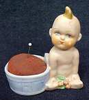 Bisque Baby Pin Cushion Unusual Vintage