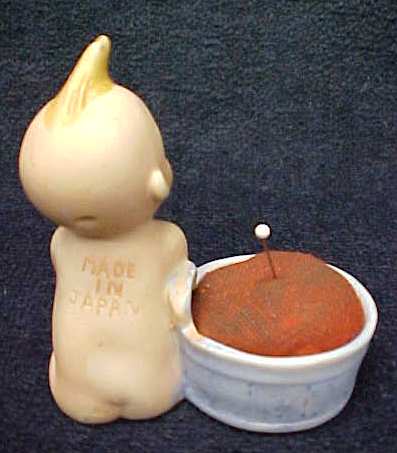 Bisque Baby Pin Cushion Unusual Vintage