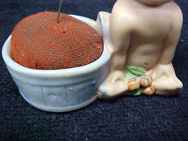 Bisque Baby Pin Cushion Unusual Vintage