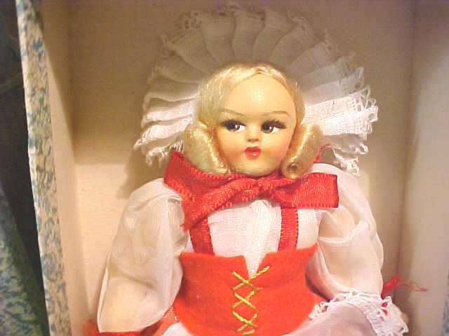 Ethnic Doll Switzerland Felt Face + Orig Box