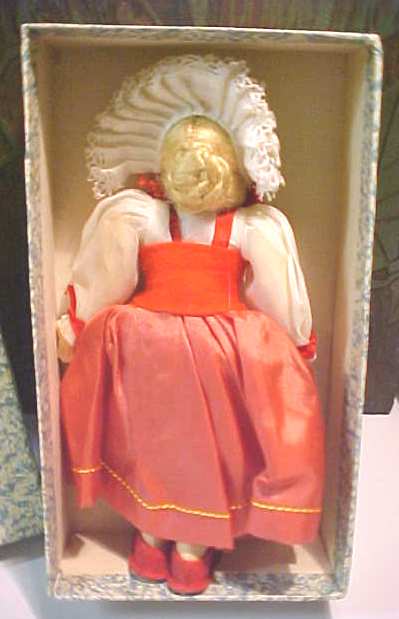 Ethnic Doll Switzerland Felt Face + Orig Box