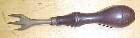 Brass 3 Point Fork Tool Rosewood Handle