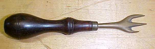 Brass 3 Point Fork Tool Rosewood Handle