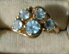 Ring 14 kt Sky Blue Topaz Cluster Ladies