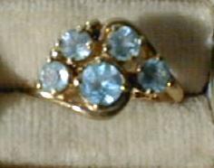 Ring 14 kt Sky Blue Topaz Cluster Ladies