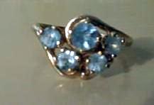 Ring 14 kt Sky Blue Topaz Cluster Ladies