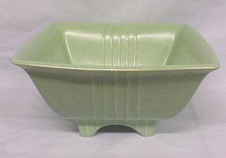 Green Pottery Bowl Sleek Deco Style USA