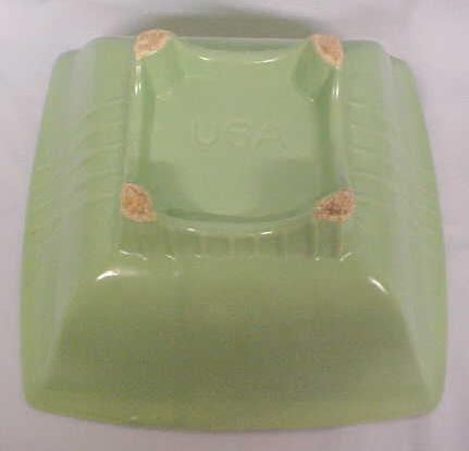 Green Pottery Bowl Sleek Deco Style USA
