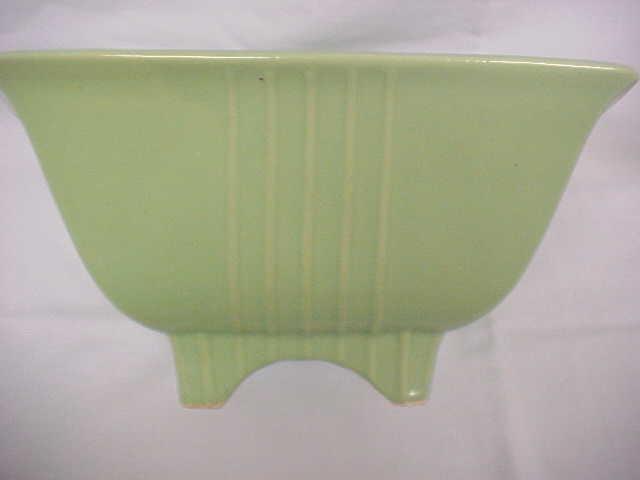 Green Pottery Bowl Sleek Deco Style USA