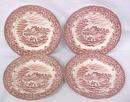 Grindley Bread Plates Red Transferware 4 PC