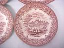 Grindley Bread Plates Red Transferware 4 PC