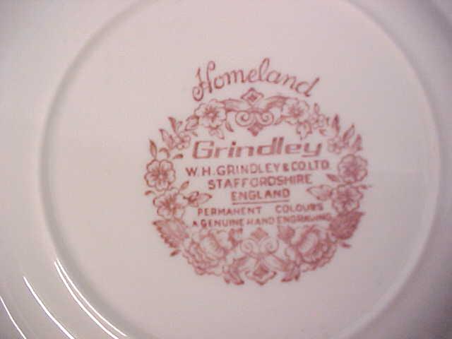 Grindley Bread Plates Red Transferware 4 PC