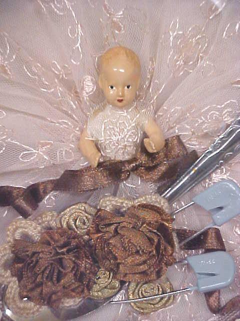 Miniature Doll Ornate Box Baby Gift Vintage