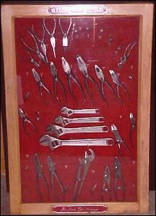 Utica Wrench & Pliers Display Case w/Tools