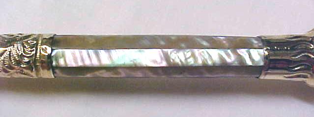 Antique Umbrella Ladies Gold Mother of Pearl Victorian MOP