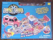Compact Carrier Micro City Fire Engine Play Set