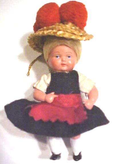 Miniature Celluloid Dolls 2PC Ethnic Dressed