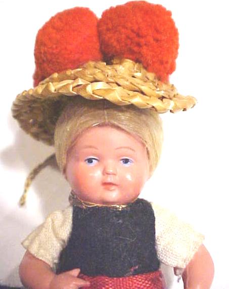 Miniature Celluloid Dolls 2PC Ethnic Dressed