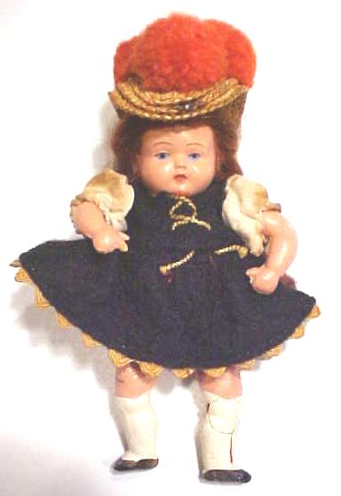Miniature Celluloid Dolls 2PC Ethnic Dressed