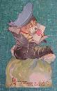 Antique Valentines Card Puppy in Boot