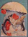 Antique Valentines Card Puppy in Parachute Fold Out