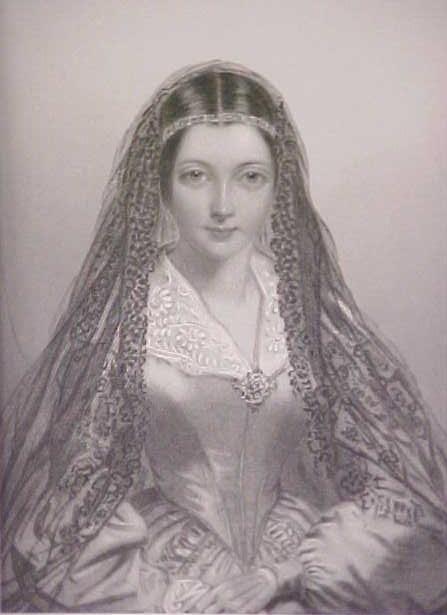 Lady Jane Engraving 1840's Ornate Frame