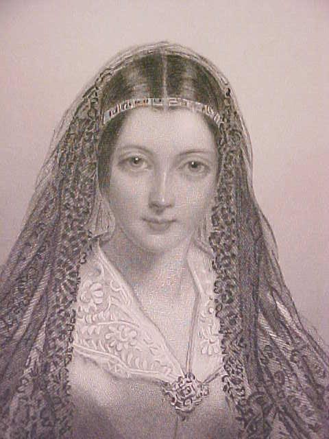 Lady Jane Engraving 1840's Ornate Frame