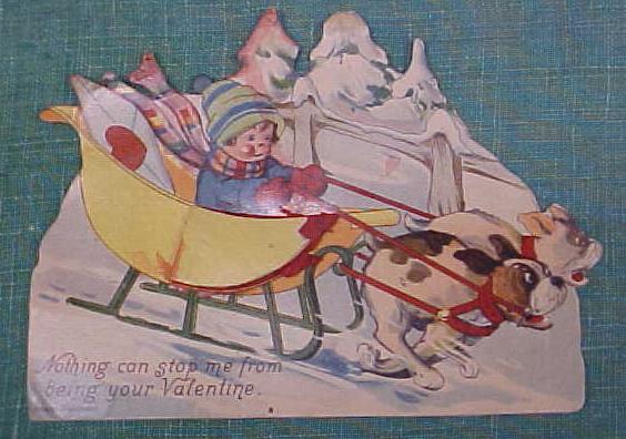 Valentines Card Germany Sleigh Fold Out