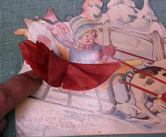 Valentines Card Germany Sleigh Fold Out