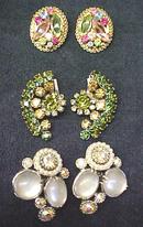 Earring Collection Vintage Rhinestones Signed