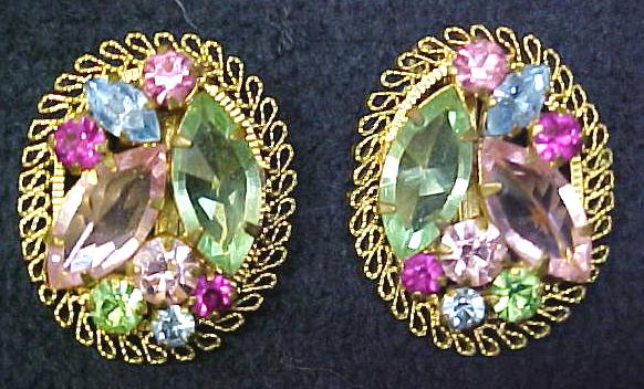 Earring Collection Vintage Rhinestones Signed