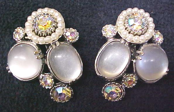 Earring Collection Vintage Rhinestones Signed