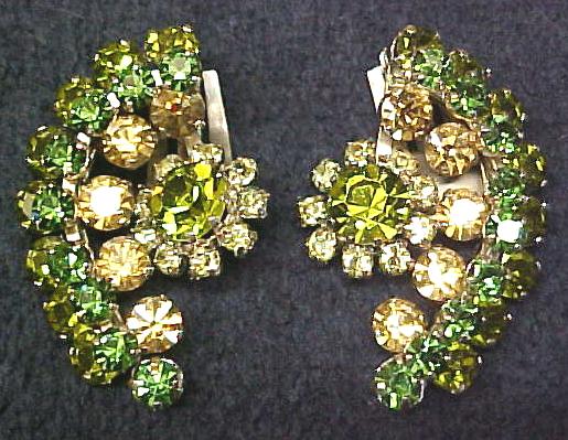 Earring Collection Vintage Rhinestones Signed