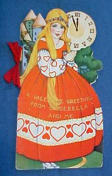 Antique Valentines Book Card Cinderella Very colorful