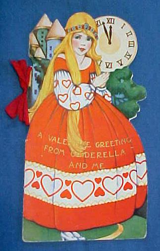 Antique Valentines Book Card Cinderella Very colorful