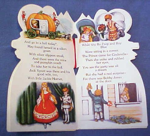 Antique Valentines Book Card Cinderella Very colorful