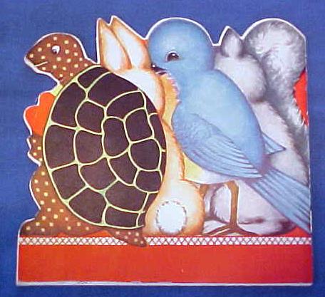 Antique Valentines Book Card Childs Animals Colorful