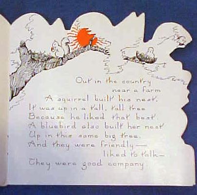 Antique Valentines Book Card Childs Animals Colorful
