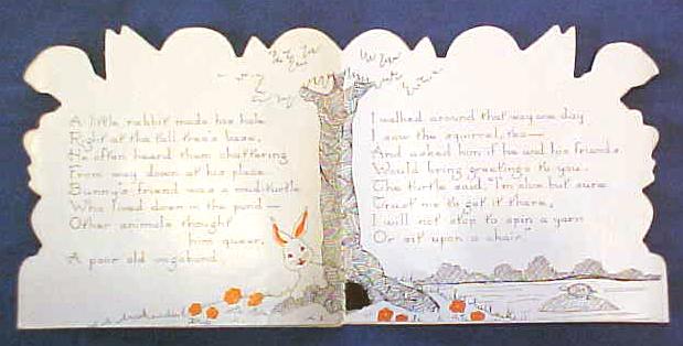 Antique Valentines Book Card Childs Animals Colorful