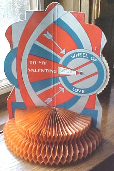 Vintage Valentines Honeycomb 4 Pc Spin Wheel Antique