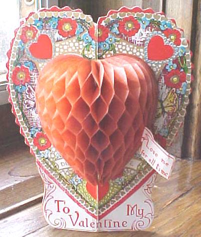 Vintage Valentines Honeycomb 4 Pc Spin Wheel Antique