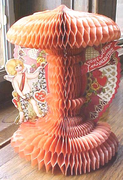 Vintage Valentines Honeycomb 4 Pc Spin Wheel Antique