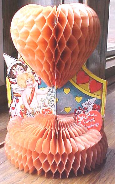 Vintage Valentines Honeycomb 4 Pc Spin Wheel Antique