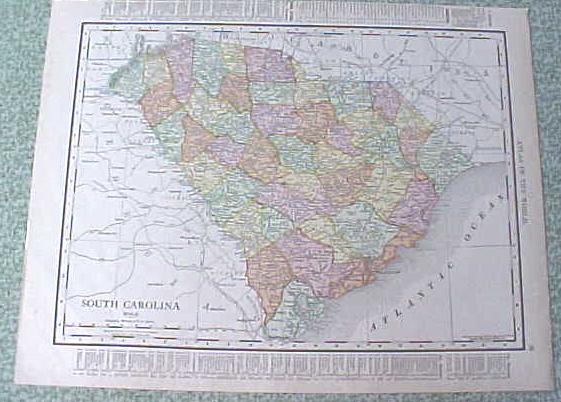 Map South Carolina Georgia 1912 Antique